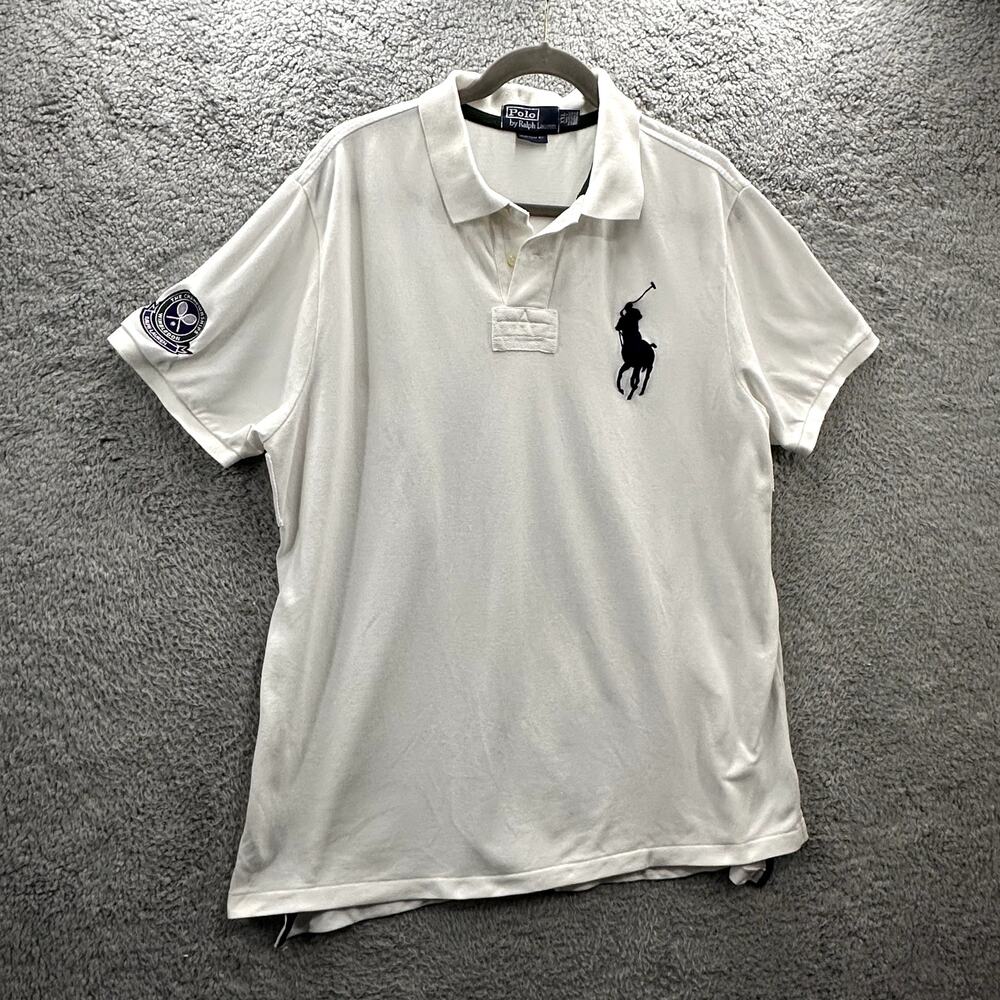 Vintage Polo Ralph Lauren‎ 2XL White Wimbledon Polo Casual Tennis Big Pony - Picture 5 of 10